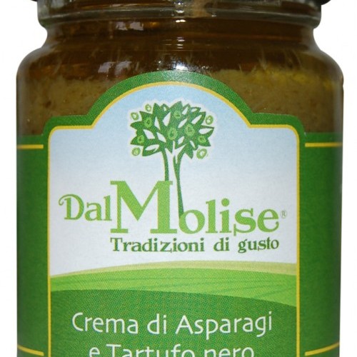 Cream of asparagus and black truffle in glass jar of 80 gr