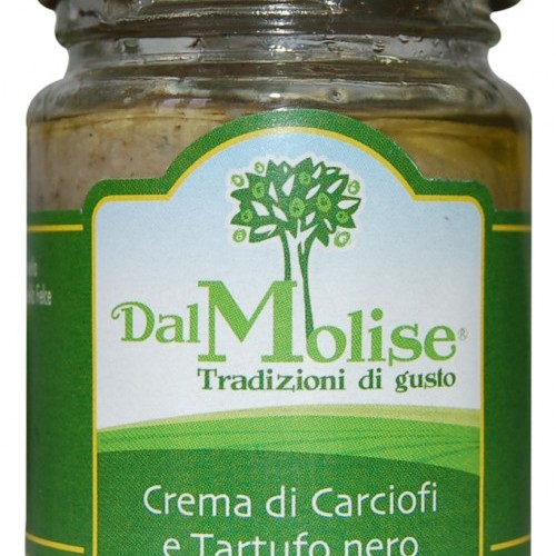 Cream of artichokes and black truffle in glass jar of 80 gr