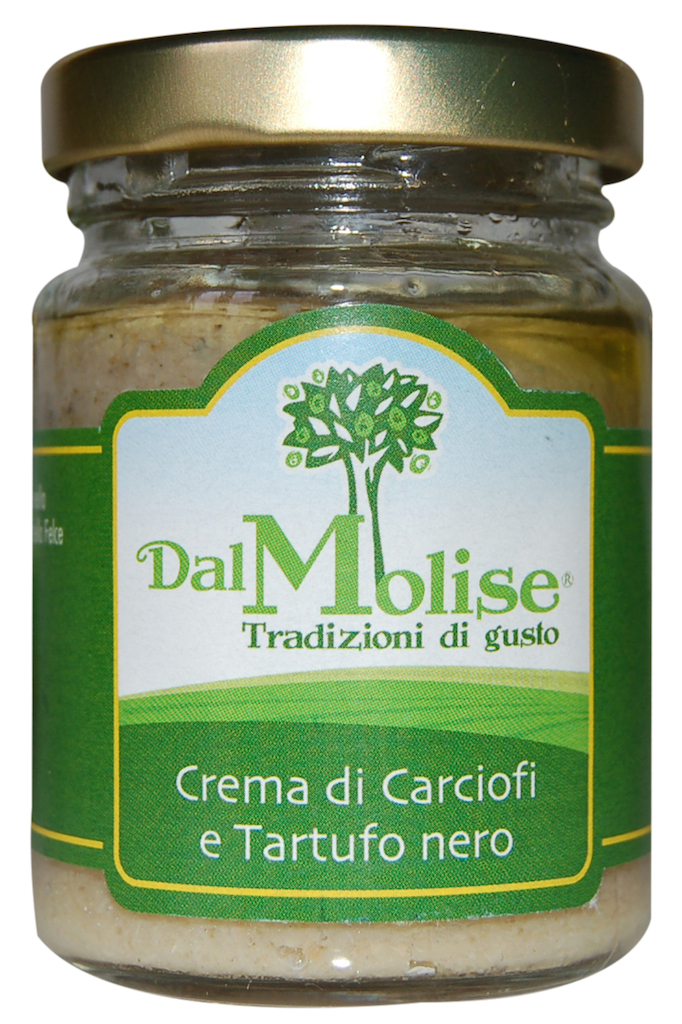 Cream of artichokes and black truffle in glass jar of 80 gr